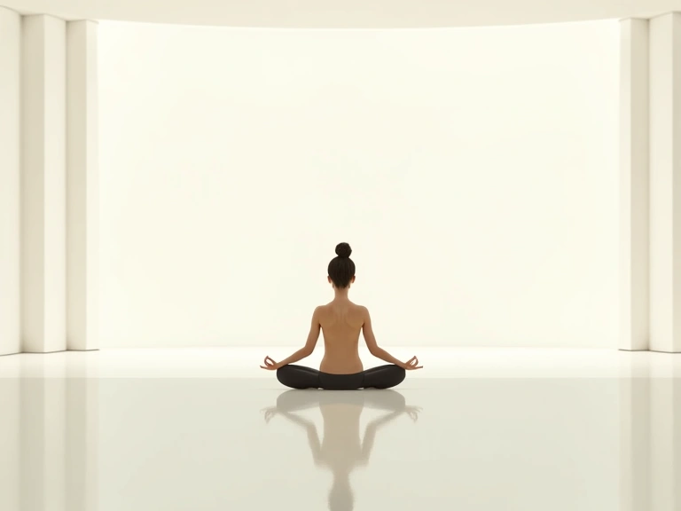 Persona che pratica esercizio fisico leggero o meditazione in un ambiente sereno