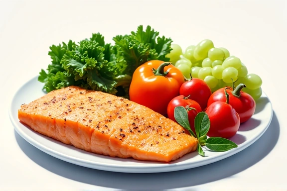 Piatto colorato di verdure fresche e proteine magre.